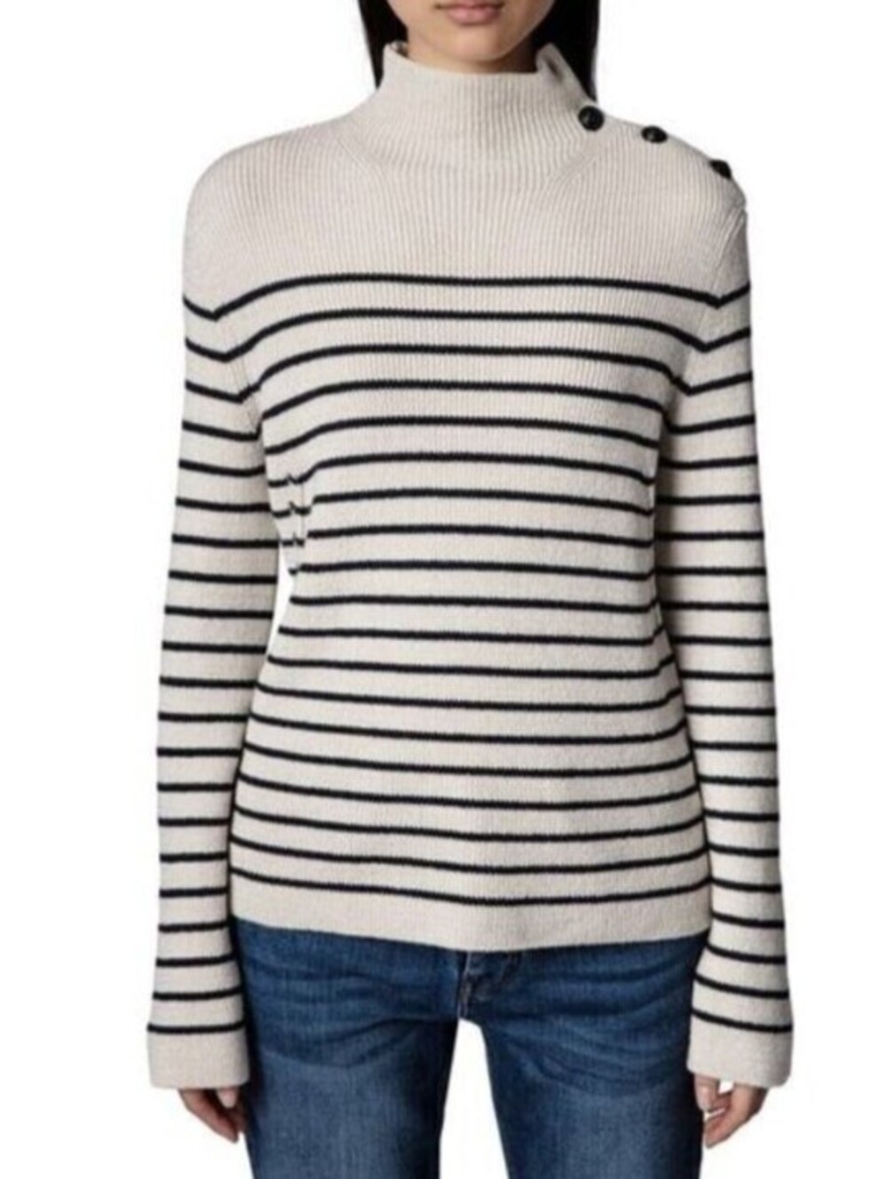 ZADIG & VOLTAIRE cream black sailor stripe sweater sz M